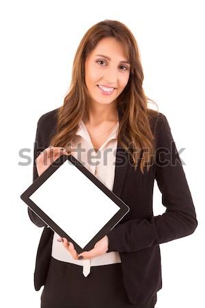 Geschäftsfrau business woman Produkt digitalen Tablet-Computer Stock foto © hsfelix