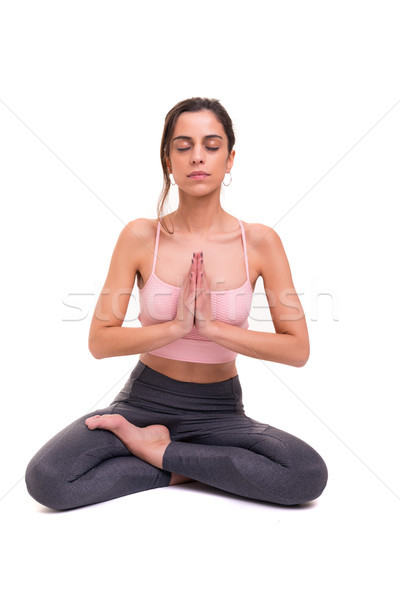 Yoga jeune femme pratique isolé blanche [[stock_photo]] © hsfelix