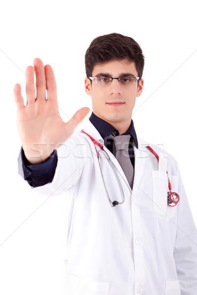 Stockfoto: Medic · jonge · stopteken · hand · man