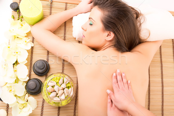 Frau spa jungen schöne Frau entspannenden Wellness Stock foto © hsfelix