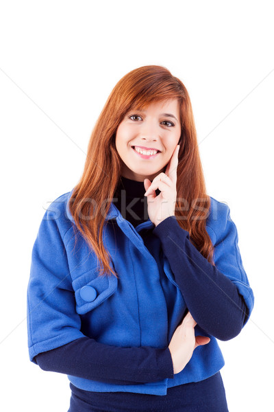 Student jonge vrouw poseren witte school Stockfoto © hsfelix