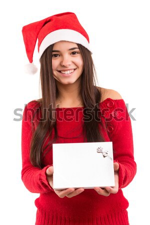 Vidám karácsony gyönyörű fiatal nő jelmez izolált Stock fotó © hsfelix