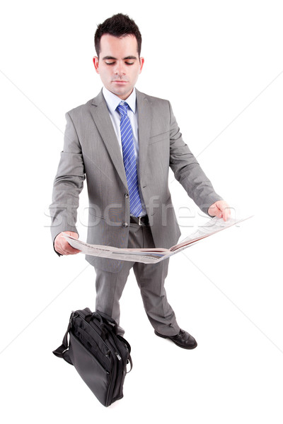 Jóvenes hombre de negocios posando aislado blanco sonrisa Foto stock © hsfelix