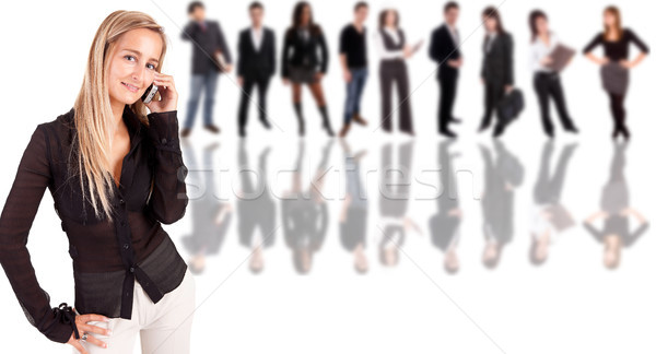 Femme d'affaires téléphone groupe de gens Retour femme fille [[stock_photo]] © hsfelix