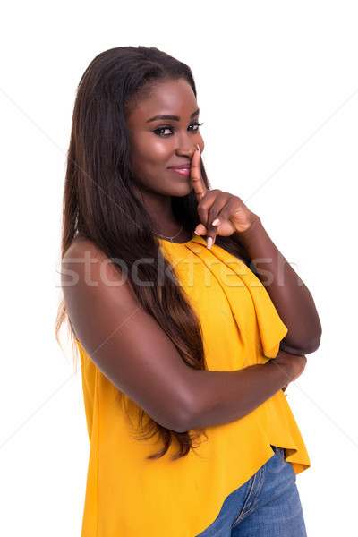Ciszy piękna Afryki młoda kobieta odizolowany Zdjęcia stock © hsfelix