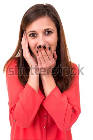 Foto stock: Silêncio · belo · mulher · jovem · isolado · mulher