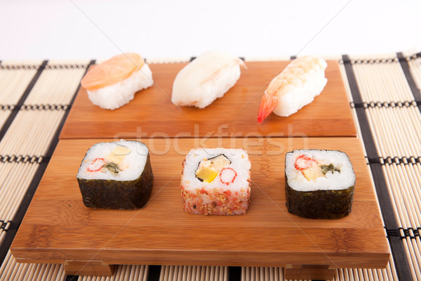 Sushi parçalar yalıtılmış beyaz gıda akşam yemeği Stok fotoğraf © hsfelix