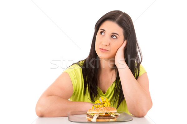 飲食 美麗 女子 開胃的 漢堡 商業照片 © hsfelix