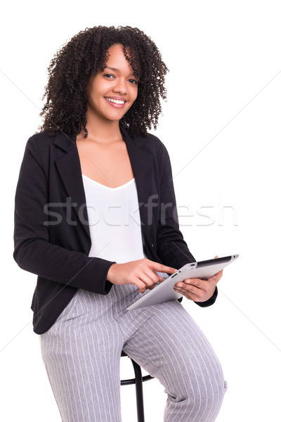 ストックフォト: アフリカ · ビジネス女性 · 作業 · 小さな · 作業 · ノートパソコン