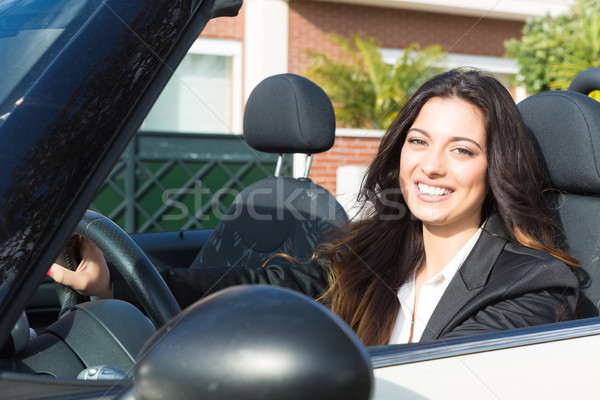 Business woman Sportwagen jungen erfolgreich luxuriöse Mädchen Stock foto © hsfelix