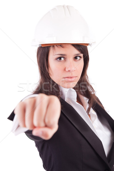 Stock photo: Business woman showing closed hand