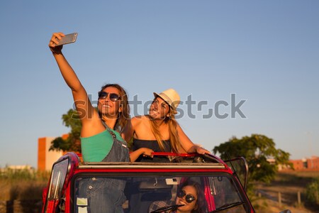 Femme ciel voiture route heureux [[stock_photo]] © hsfelix