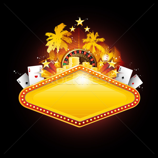 Casino teken gouden banner stad nacht Stockfoto © hugolacasse