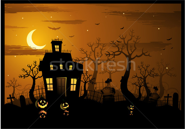 Halloween fa fény háló éjszaka koponya Stock fotó © hugolacasse