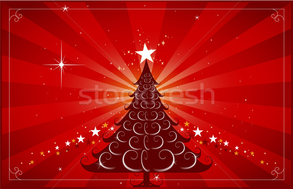 Karácsony üdvözlőlap terv ház fa buli Stock fotó © hugolacasse