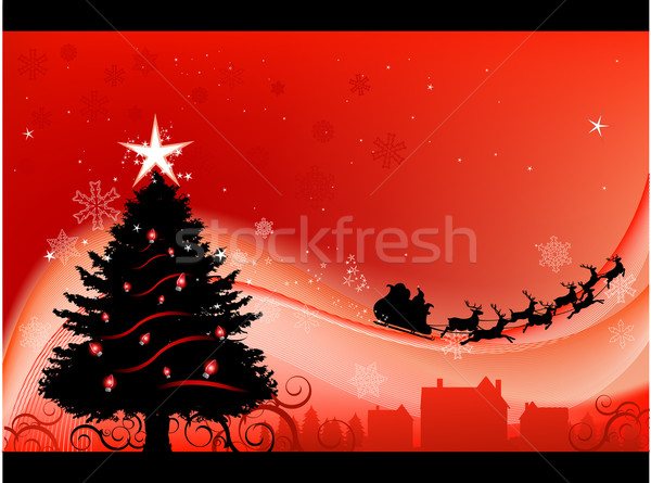Weihnachten Grußkarte Design Haus Baum Party Stock foto © hugolacasse