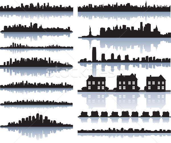 Stockfoto: Stadsgezicht · silhouet · gebouw · stad · home