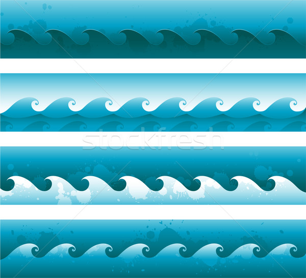 Sem costura padrão de onda quadro azul onda navegação Foto stock © hugolacasse