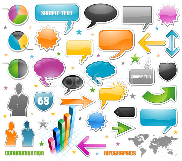 Infografika vektor grafikonok szövegbuborékok üzlet hálózat Stock fotó © hugolacasse
