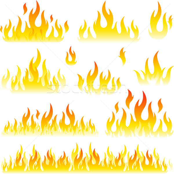 Zdjęcia stock: Ognia · płomienie · symbol · zestaw · pomarańczowy · moc