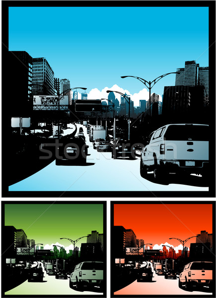 Traffic jam background downtown city Stock photo © hugolacasse