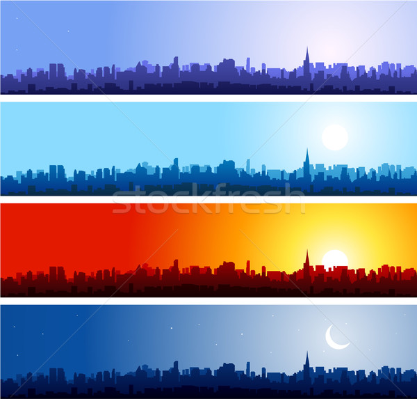 Cityscapes silhouettes background Stock photo © hugolacasse