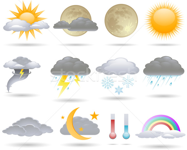 Vecteur météorologiques icônes ensemble eau lune Photo stock © hugolacasse