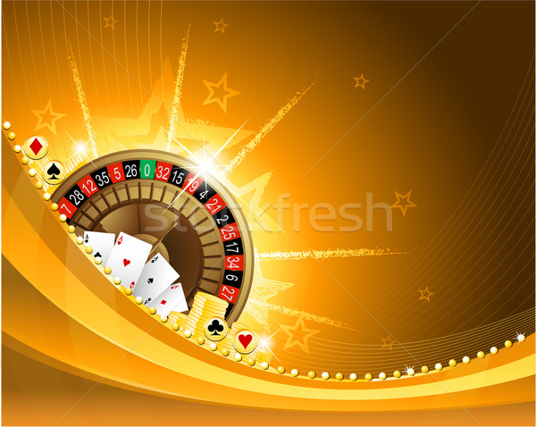 Jogos de azar cassino elementos dourado roleta cartas de jogar Foto stock © hugolacasse