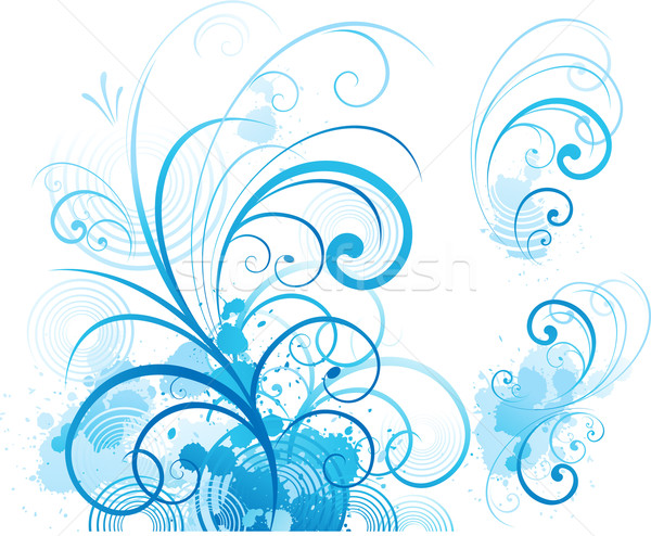 Blue swirling flourishes floral elements Stock photo © hugolacasse