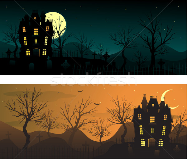 Halloween illustratie hemel huis hand film Stockfoto © hugolacasse