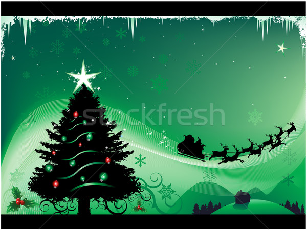 Christmas kartkę z życzeniami projektu domu drzewo strony Zdjęcia stock © hugolacasse