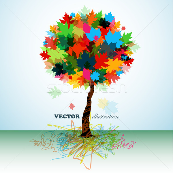 Stock photo: Abstract colorful tree paint background