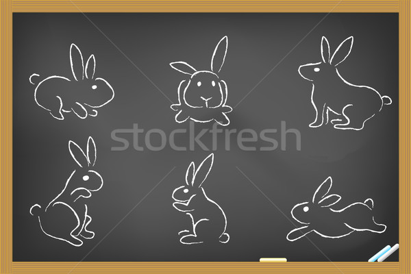 Konijnen schets Blackboard ontwerp konijn bunny Stockfoto © huhulin