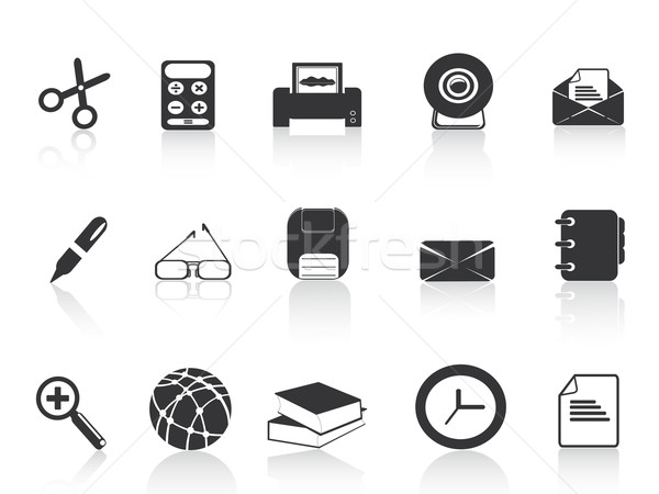 Stock photo: black simple office icons set