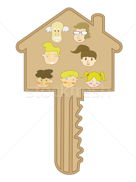 cartoon style of family key Stock photo © huhulin