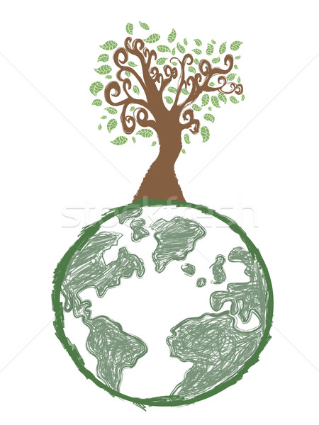 Rabisco imagem terra árvore globo mundo Foto stock © huhulin