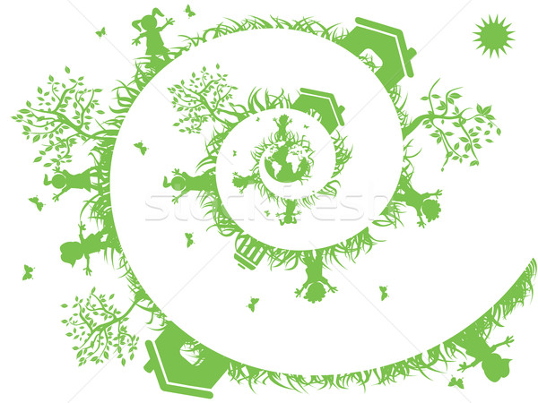 Spiraal groene eco ontwerp kinderen vlinder Stockfoto © huhulin
