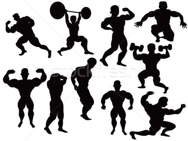 silhouette of bodybuilder Stock photo © huhulin