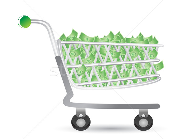 Carrinho de compras dinheiro um projeto fundo metal Foto stock © huhulin