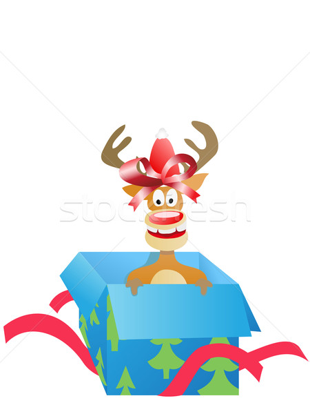 Foto stock: Navidad · ciervos · regalo · saltar · caja · de · regalo · diseno