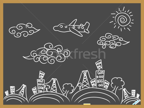 doodle travel background drew on blackboard Stock photo © huhulin