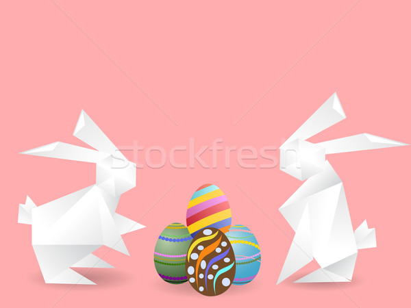 paper rabbits with easter eggs Stock photo © huhulin