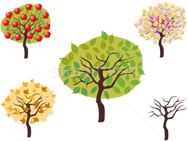 Stockfoto: Cartoon · stijl · seizoen- · bomen · ontwerp · bos