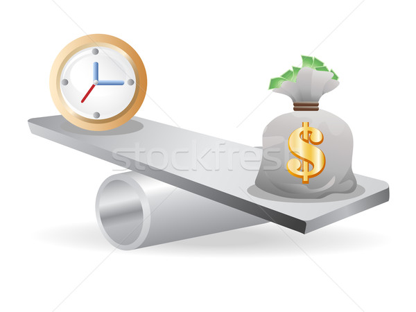 Gleichgewicht Zeit Geld Uhr Erfolg ansehen Stock foto © huhulin