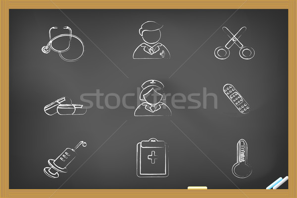 Stock foto: Medizinischen · Symbole · Tafel · Design · Arzt · Herz