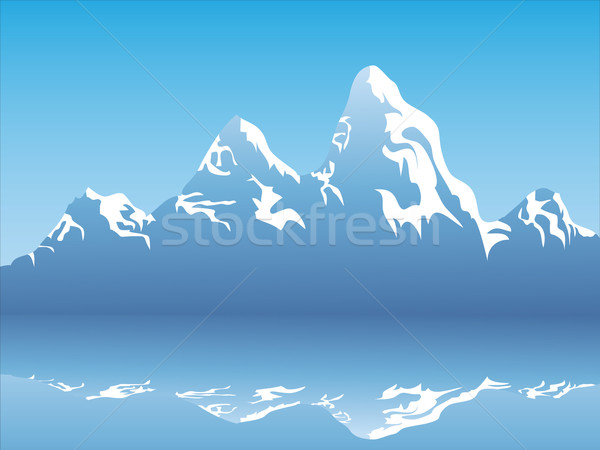 Stock foto: Schnee · Berg · Reflexion · See · Himmel · blau