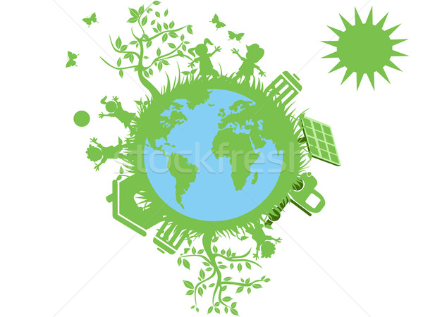 ストックフォト: 緑 · エコ · 世界中 · 草 · 蝶 · トラック