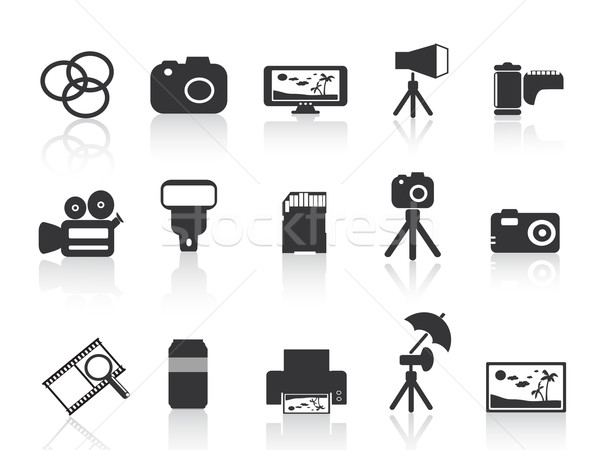 Fotoğrafçılık ikon web tasarım izlemek siyah Stok fotoğraf © huhulin