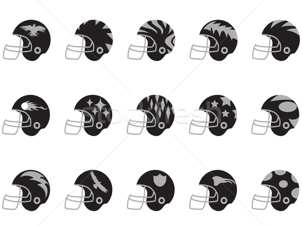 Stock photo: black football helmet set