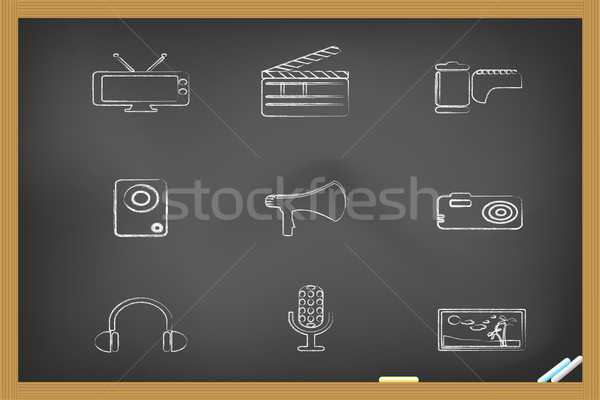 Stock foto: Medien · Symbole · Tafel · Design · Fernsehen · Zeichen